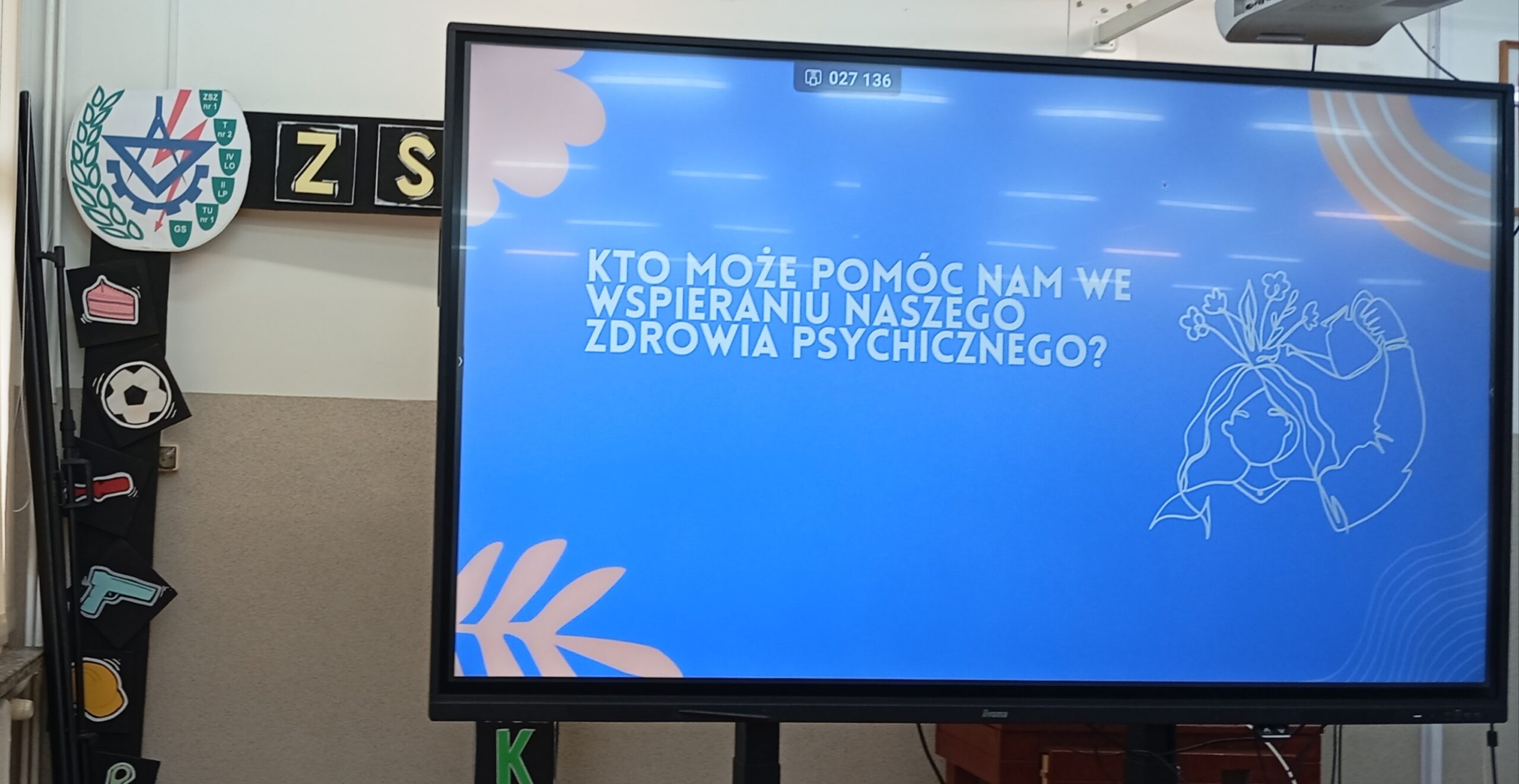 Widok jednego ze slajdów prezentacji multimedialnej pokazywanej uczestnikom warsztatów, z treścią KTO MOŻE POMÓC NAM WE WSPIERANIU NASZEGO ZDROWIA PSYCHICZNEGO?