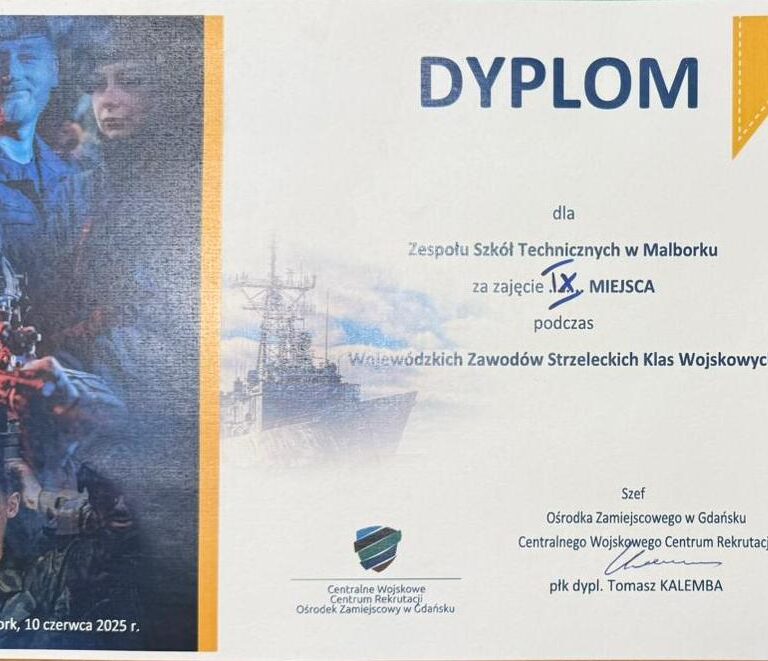 Dyplom wojewódzkich zawodów strzekeckich