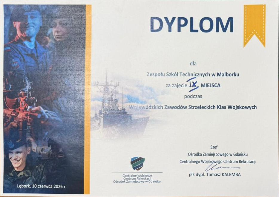 Dyplom wojewódzkich zawodów strzekeckich